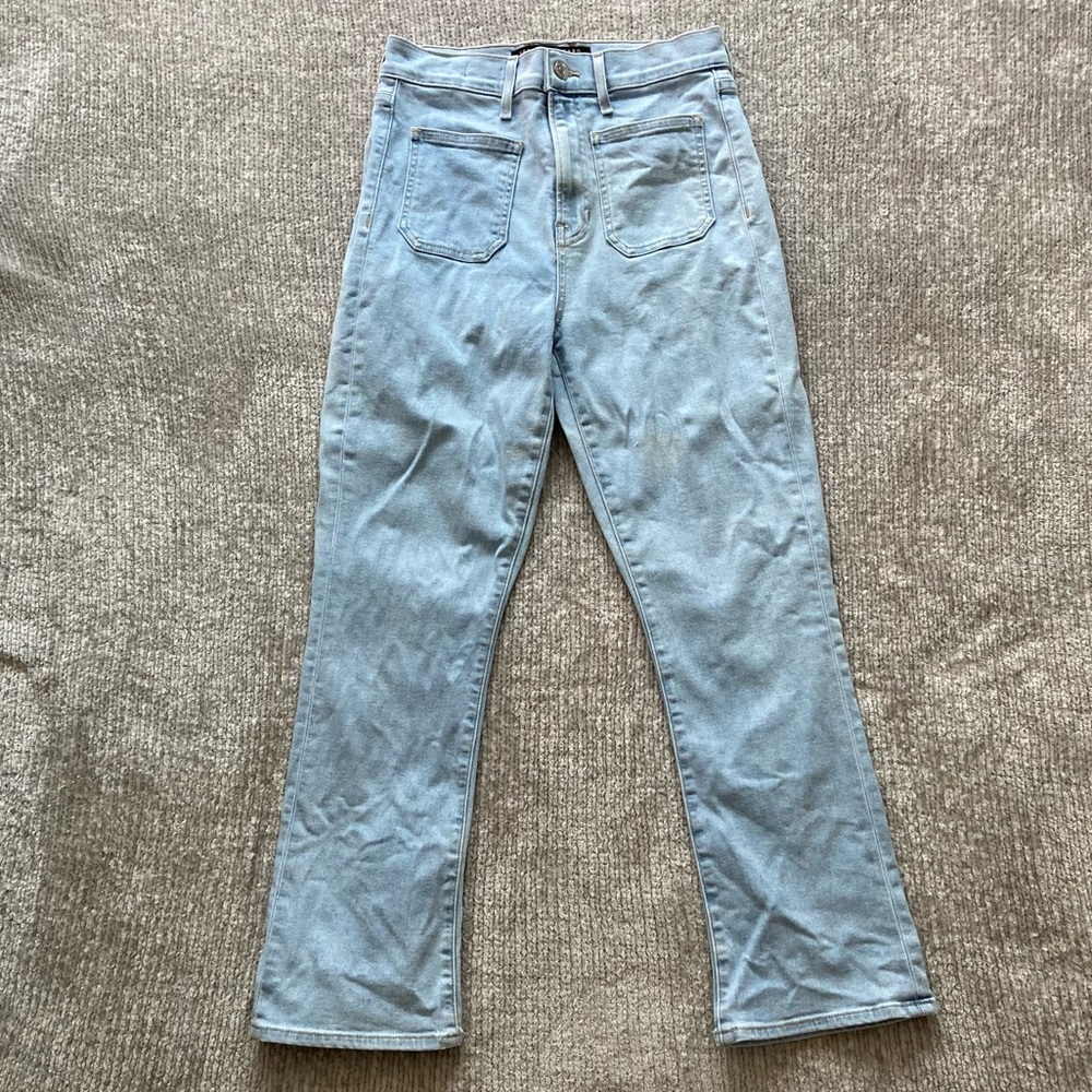 Veronica Beard Carly Kick Flare Jeans Size 27 Light Wash Patch Pocket